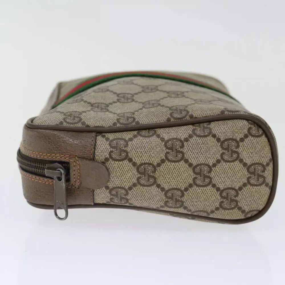 GUCCI GG Supreme Web Sherry Line Clutch Bag Beige Green - Picture 4 of 7